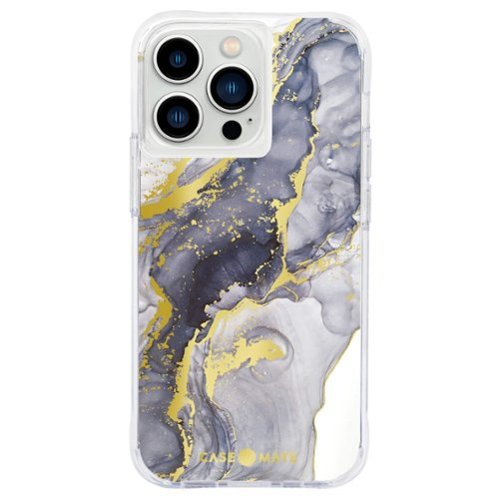 Case-Mate - Print Hardshell Case for iPhone 13 Pro - Navy Marble-Front_Standard 