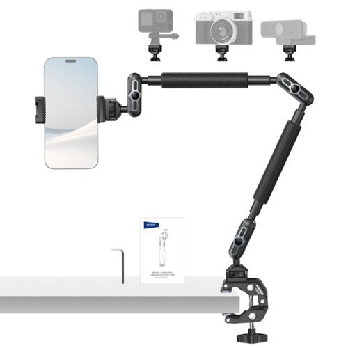 Neewer - 22" Magic Arm with C-Clamp - Adjustable Overhead Mount for Camera, Light, Mic & Phone on Desk - Black-Front_Standard 