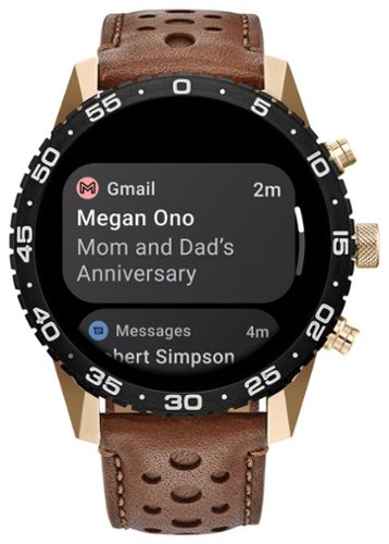 Citizen CZ Smart 45mm Unisex IP Stainless Steel Sport Smartwatch with Perforated Leather Strap - Gold GLOBAL SHIPPING