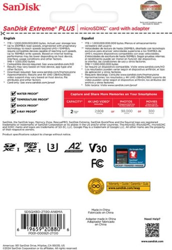 SanDisk Extreme PLUS 2TB microSDXC UHS-I Memory Card BUY IN MIDDLE EAST