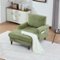 Trinkets Crazed - Chenille Fabric Chaise Lounge Recliner Single Sofa Living Room Bedroom Rest Chair Wooden Sofa Legs - Olive Green-Front_Standard
