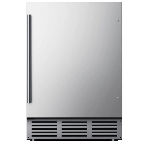 SIMZLIFE - 24 Inch Under Counter Beverage Refrigerator - 180 Cans Capacity, for Patio/Kitchen, Home & Commercial Use - Silver Stainless Steel-Front_Standard 
