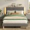Bestier - Upholstered Platform Bed Frame Bed with LED Light & Adjustable Storage Headboard for Bedroom -Twin Size - Gray-Front_Standard