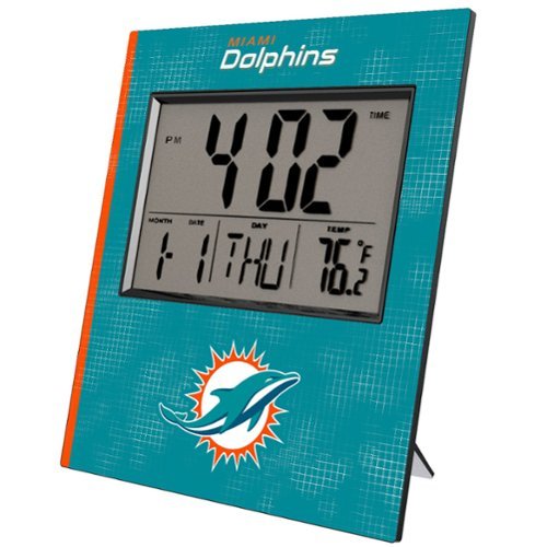 Keyscaper - Miami Dolphins Cross Hatch Digital Desk Clock - Multicolor-Front_Standard 