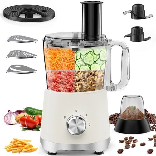 Sweet - Food Processor and Vegetable Chopper, 600W BPA Free, 10.5 Cup Capacity, 5 Blades 3 Modes - White-Front_Standard 