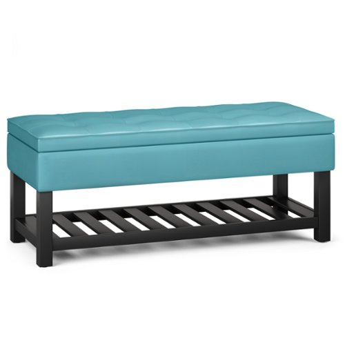 Simpli Home - Cosmopolitan Storage Ottoman Bench with Open Bottom - Soft Blue-Front_Standard 