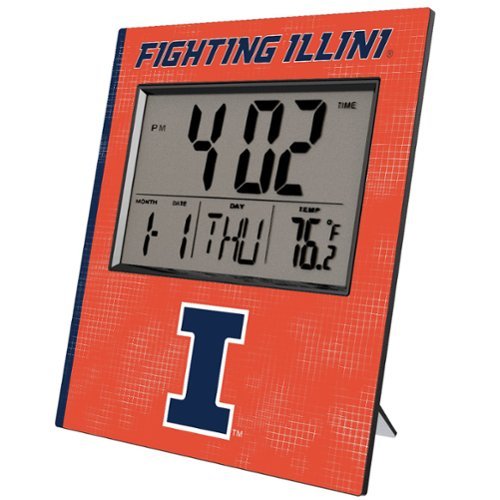 Keyscaper - Illinois Fighting Illini Cross Hatch Digital Desk Clock - Multicolor-Front_Standard 