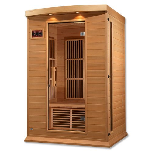Dynamic Saunas - Toulouse 2 Person Infrared Sauna w/Speakers, Canadian Hemlock - Natural Finish-Front_Standard 