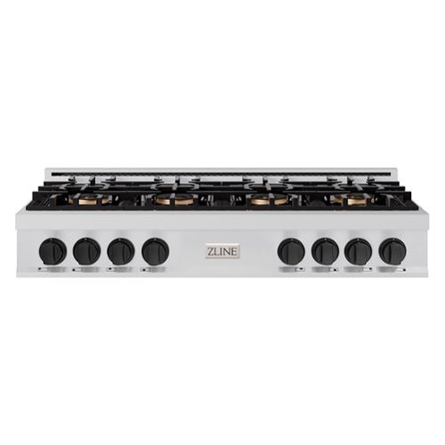 ZLINE - Autograph 48 in. Classic Rangetop with 8 DuoPro Burners and Black Accents (PCRTZ-48-MB) - Stainless Steel-Front_Standard 