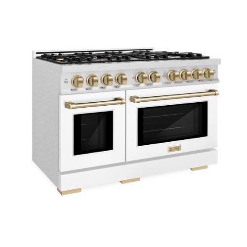 ZLINE - Autograph 48 in. 6.7 cu. ft. Freestanding Select Satin Steel Gas Range w/ White Doors & Bronze Accents - Satin Stainless Steel