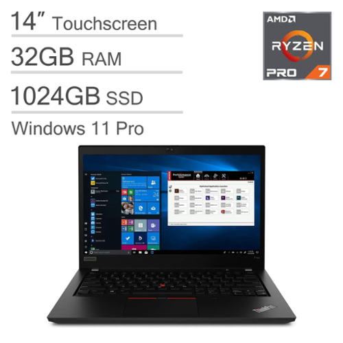 Lenovo - ThinkPad P14s Mobile Workstation - 14" FHD Touchscreen - AMD Ryzen 7 Pro - 32GB Memory - 1TB SSD - Windows 11 Pro - Black-Front_Standard 