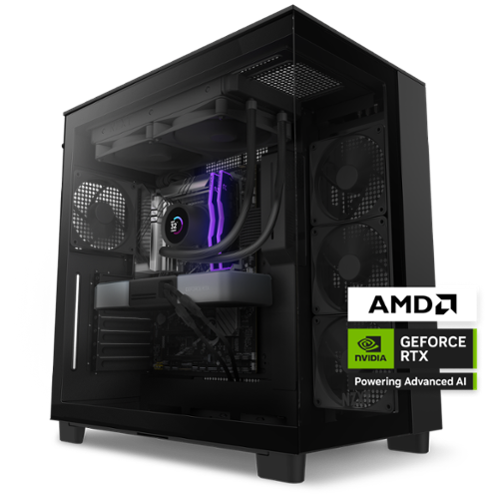 NZXT - NZXT-Player Three Gaming Desktop-AMD Ryzen 7 9800X3D-32GB RAM-NVIDIA GeForce RTX 5080-2TB SSD-Kraken 280mm-H9 Flow - Black-Front_Standard 