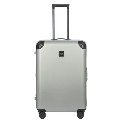 Front. Bric's - Amalfi Hardside 27" Checked Spinner Luggage - Silver/Black.