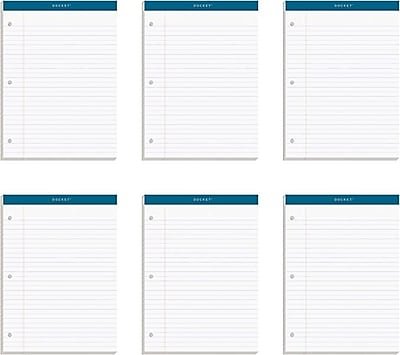 TOPS - Docket Notepads, 8.25" x 11.75", Wide, 100 Sheets/Pad, 6 Pads/Pack (TOP 63437) - White