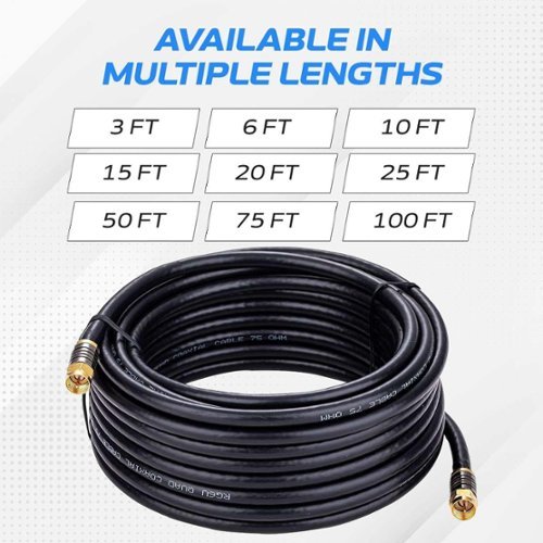 Cables Direct Online RG6 Quad Shield Coaxial Cable 6ft with Gold