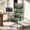 KERDOM - Large PU Leather Office Chair with Footrest, Ergonomic Wide Seat Comfy Executive High Back Reclining Desk Gaming Chair - Green-Front_Standard
