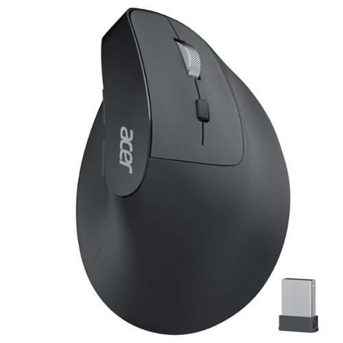 Acer - Ergonomic Mouse Wireless, 1000/1200/1600 Adjustable DPI Vertical Mouse - Wireless - Black-Front_Standard 