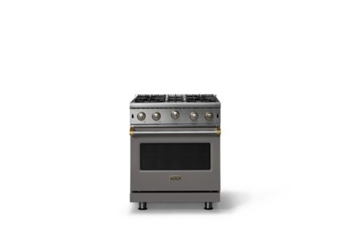 Viking - Professional 5 Series 4.0 Cu. Ft. Freestanding Open Burner LP Gas Convection Range-Damascus Gray w. Brushed Brass Trim - Damascus Gray