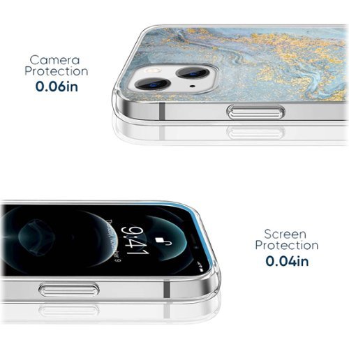 SaharaCase Marble Series Case for Apple iPhone 13 - Blue/Gold GLOBAL SHIPPING