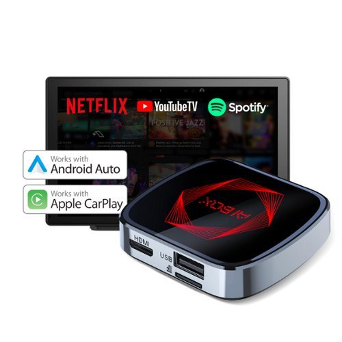 Rexing - AI Box Wireless CarPlay & Android Auto Adapter - Multimedia Video Box with Built-in Netflix, YouTube, TikTok Lite - Black