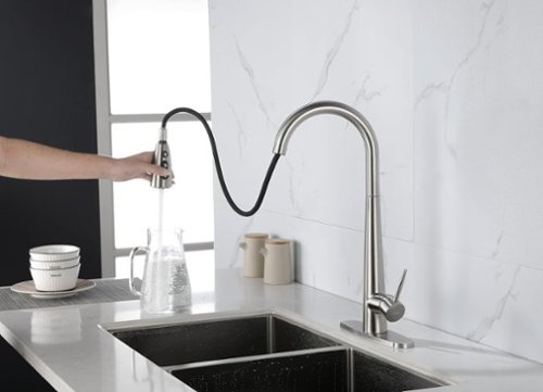 Kitchen Faucets with Pull Down Sprayer Kitchen Sink Faucet with Pull Out Sprayer Single Hole Deck Mount Single Handle-Front_Standard 