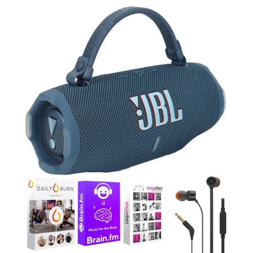 JBL - Charge 6 Waterproof Bluetooth Speaker + In Ear Headphones + Software - Blue-Front_Standard 