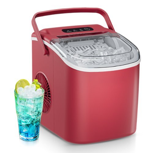 Euhomy - Portable Countertop Ice Maker - 9 Cubes in 6 Mins, 26lbs/Day, Self-Cleaning with Ice Scoop & Basket, for Home/Office/RV - Red-Front_Standard 