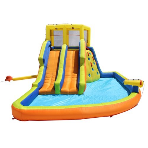 Banzai Double Drench Water Park, Inflatable Outdoor Backyard Water Slide Splash Toy