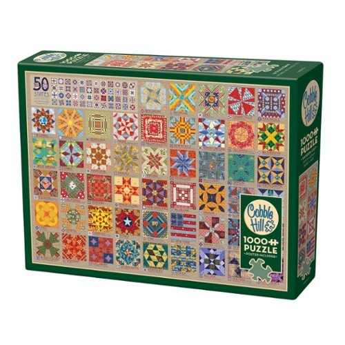 Outset Media - Outset Media: Cobble Hill 1000 Piece Puzzle: 50 States Quilt Blocks -Reference Poster Included