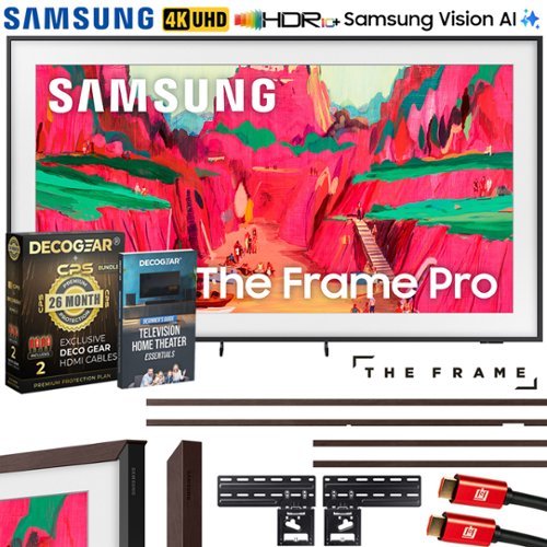 Samsung - 75" The Frame Pro LS03FW Neo QLED 4K Mini LED Smart TV (2025) with 26 Month Warraty Protection Plan Bundle + Brown Bezel-Front_Standard 