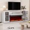 U-HOMY - 70" Electric Fireplace TV Stand with 3-Sided Glass Fireplace, LED Light Entertainment Console - White-Front_Standard