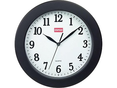 Staples - Wall Clock, Plastic, 10" Diameter (32436) - Black/White