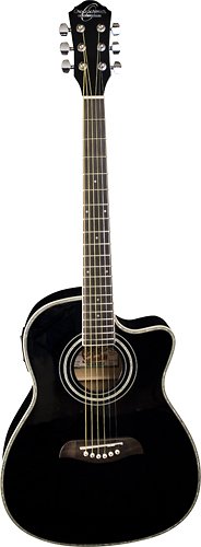  Oscar Schmidt - 6-String 3/4-Size Acoustic/Electric Guitar - Black