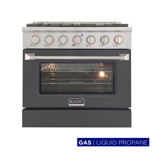 Kucht - 36 in. 5.2 cu. ft. Propane Gas Range with Sealed Burners and Convection Oven in Cement Grey - Cement Gray-Front_Standard 