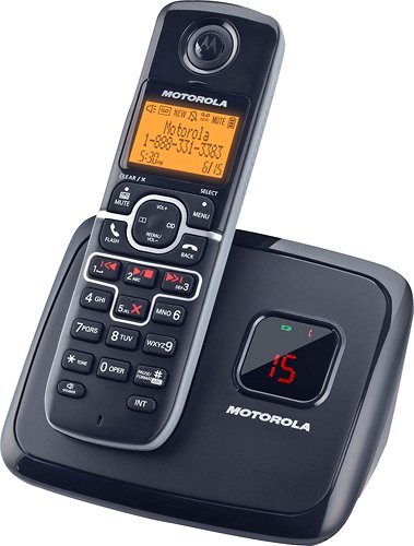 Motorola - DECT 6.0 Expandable Cordless Phone with Digital Answering System - Black-Angle_Standard 