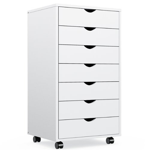 Bestier - Storage Cabinet 7 Drawers 15.75 inch. Dressers with Wheels Mobile Organizer Drawers for Office, Bedroom, Home - White