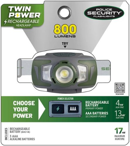Police Security Ryder Twin Power 800 Lumen Headlamp - White WORLDWIDE DELIVERY