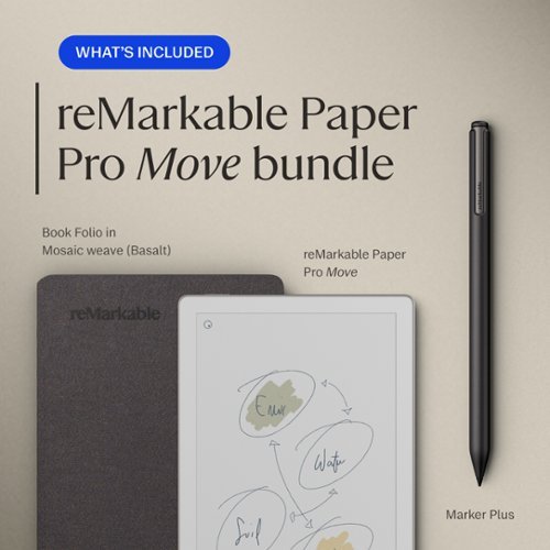 reMarkable Paper Pro Move - 7.3 Paper Tablet with Marker Plus and Mosaic Weave Book Folio - Basalt WORLDWIDE DELIVERY
