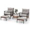 Costway - 5 PCS Patio Furniture Set with 2-Tier Coffee Table & 2 Ottomans Cushions Included - Mix Brown + Grey-Front_Standard