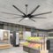 Breezary - 100 Inch Large HVLS Commercial Ceiling Fan, 8 ABS Blades, DC Motor, 6-Speed Remote, 12/24/36'' Downrods, LED/No Light - Black (With Light)-Front_Standard