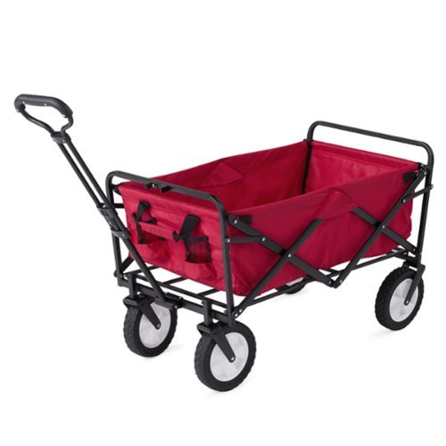 Mac Sports - Collapsible Folding Outdoor Utility Garden Camping Wagon Cart - Red-Front_Standard 