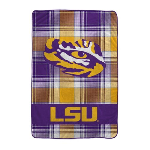Pegasus - LSU Tigers 66" x 95" Oversized Plaid FAN-mily Ultra Cozy Blanket - Multicolor-Front_Standard 