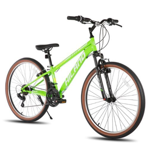 HILAND - Vortex 26" Mountain Bike - Shimano 21-Speed - Front Suspension - Beginner Friendly MTB for Trails - Green-Front_Standard 