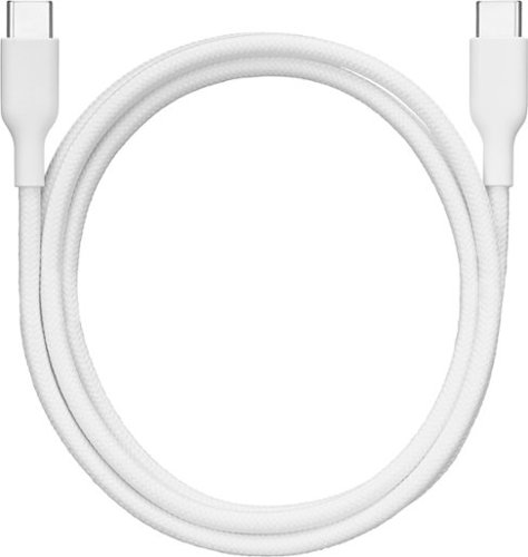 Best Buy essentials™ 4' USB-C to USB-C Braided Charge-and-Sync Cable - White WORLDWIDE DELIVERY