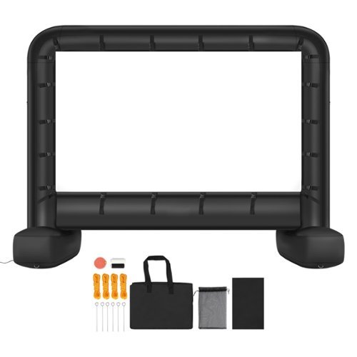 VEVOR - 14 ft Inflatable Movie Screen, 600D Washable Inflatable Projector Screen with Portable Storage Bag - Black,White-Front_Standard 