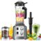 Teendow - 1800W High-Speed Kitchen Blender Set with 68oz Pitcher & 20oz Grinder Cup, 6-Blade Stainless Steel System - Silver-Front_Standard