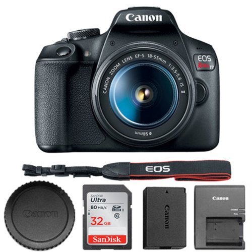 Canon EOS Rebel T7 DSLR with 18 55mm IS II 2727C002 + SanDisk