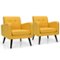 Costway - Accent Upholstered Single Sofa Home Office Armchair with Wooden Legs (Set of 2) - Yellow-Front_Standard