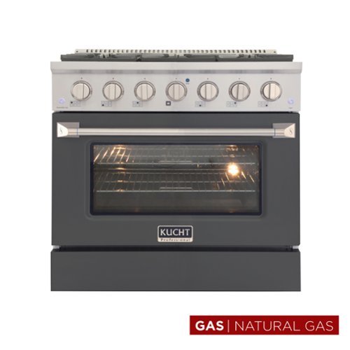 Kucht - 36 in. 5.2 cu. ft. Natural Gas Range with Sealed Burners and Convection Oven in Cement Grey - Cement Gray-Front_Standard 