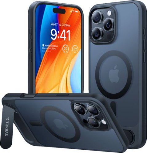 TORRAS - L1 Guardian – Military-Grade Shockproof Case with Independent Kickstand for Apple iPhone 16 Pro Max - Black